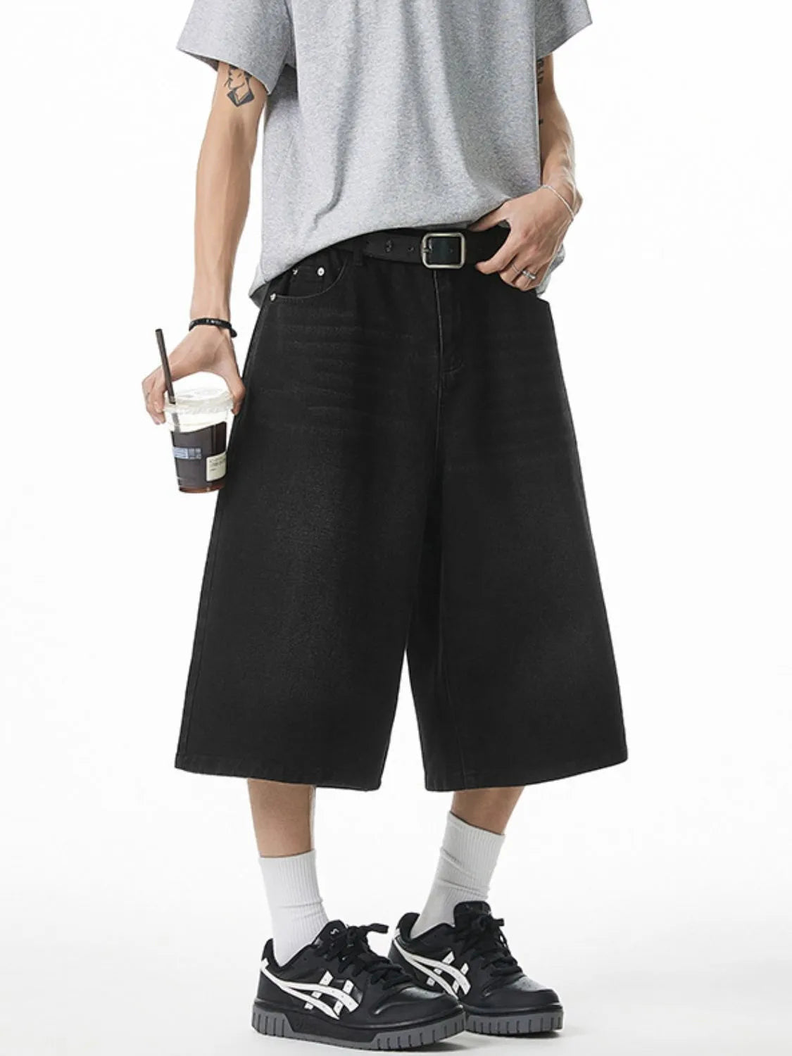 Acid-Wash Denim Shorts